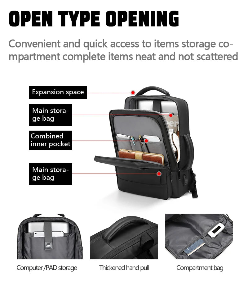 XOKY Business Bag Travel Backpack Waterproof Classic Backpack USB Charging Men Fashion Backpack Wholesale Customized Logo 2051