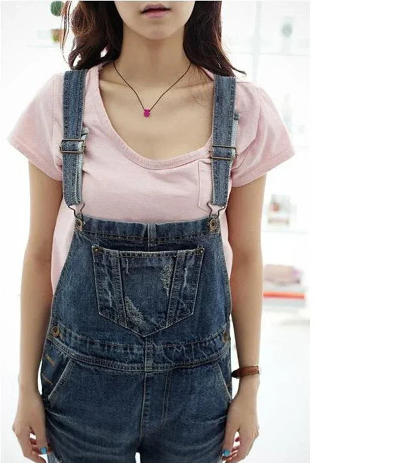 Summer Women Sleeveless Overalls Cool Denim Jumpsuit Ripped Holes Casual Ripped Mom Jeans Jumpsuits ladies Jumpsuits Plus Size