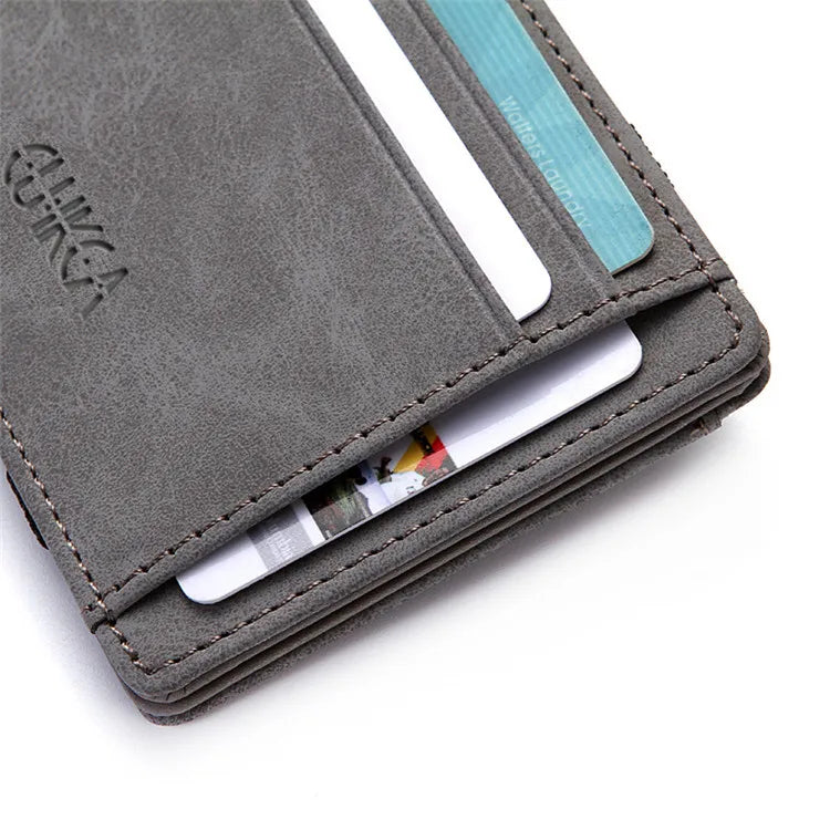 New Mini Men Wallets Name Engraved Card Holder Male Wallet High Quality PU Leather Zipper Coin Pocket Small Magic Man Purses