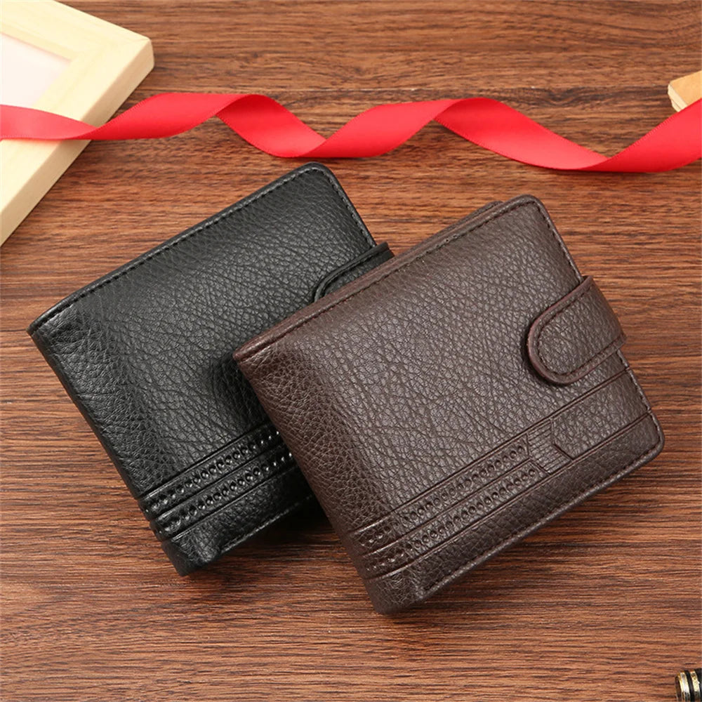 New Men Short Bifold PU Leather Male Hasp Wallet Credit ID Card Holder Men's Wallet Billfold Purse Clutch Men's Purses Money Bag