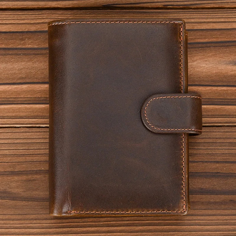 High Quality Genuine Leather Card Wallet Men Women RFID Genuine Leather Short Wallet Multi Cards Slots Button Man Purse