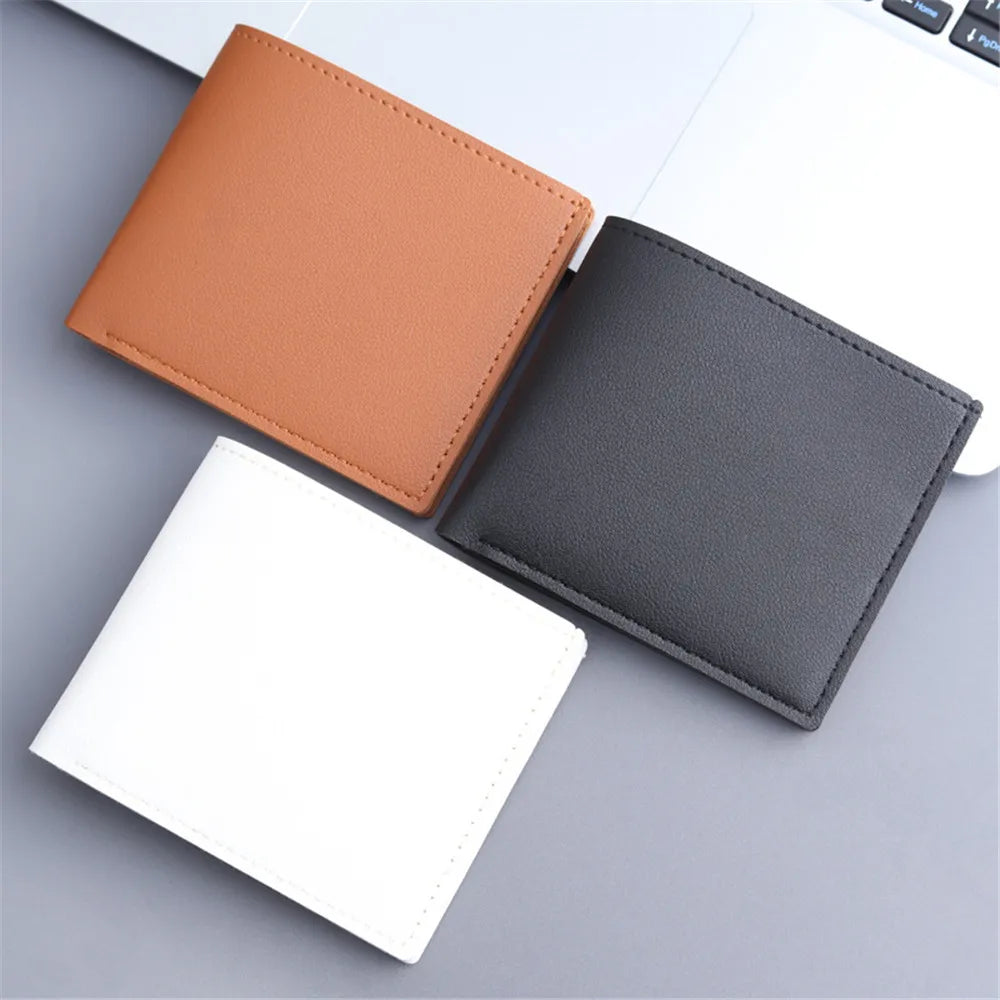 Fashion Men Short PU Leather Wallet Simple Solid Color Thin Male Credit Card Holder Small Money Purses Business Foldable Wallet