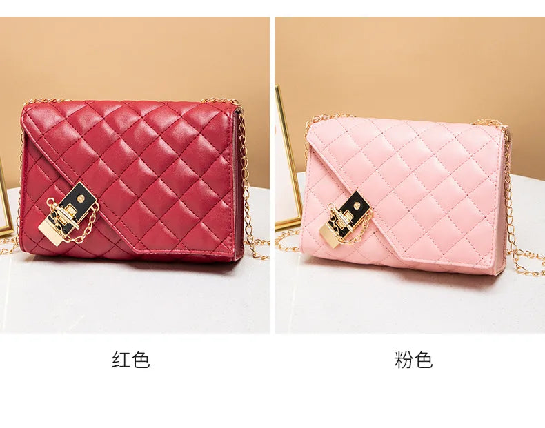 2023 New Flap Crossbody Bags Small Square Women Shoulder Bag Plaid Pu Leather Designer Handbags Chain Lady Women's Bag