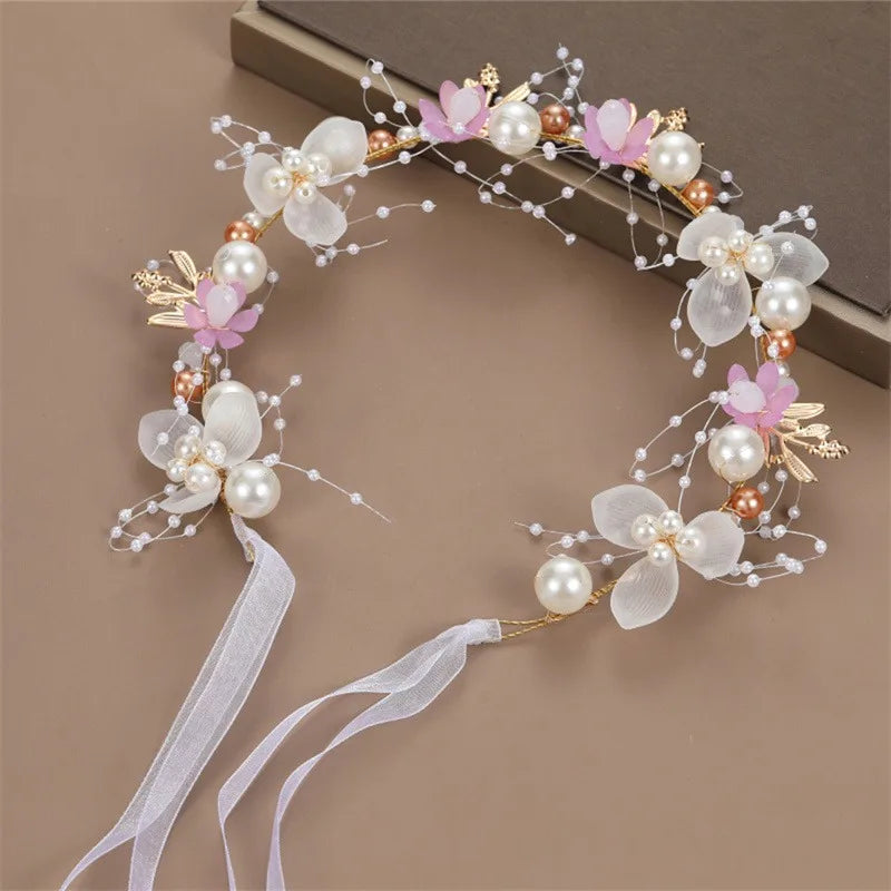 Coiffe de mariée bohème de printemps pour filles, couronne de fleurs, guirlande de mariée, cerceau de tête, bandeaux, bijoux de cheveux, cadeaux pour enfants