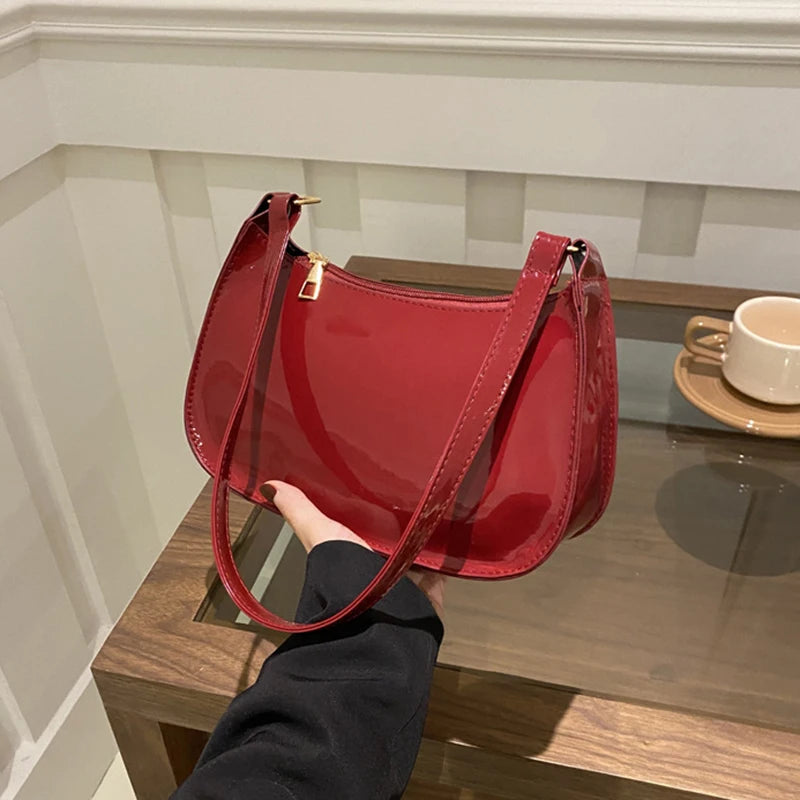 Retro Solid Color PU Leather Shoulder Underarm Bag Women's Fashion Handbags Casual Hobos Purses and Handbag Ladies Hand Bags