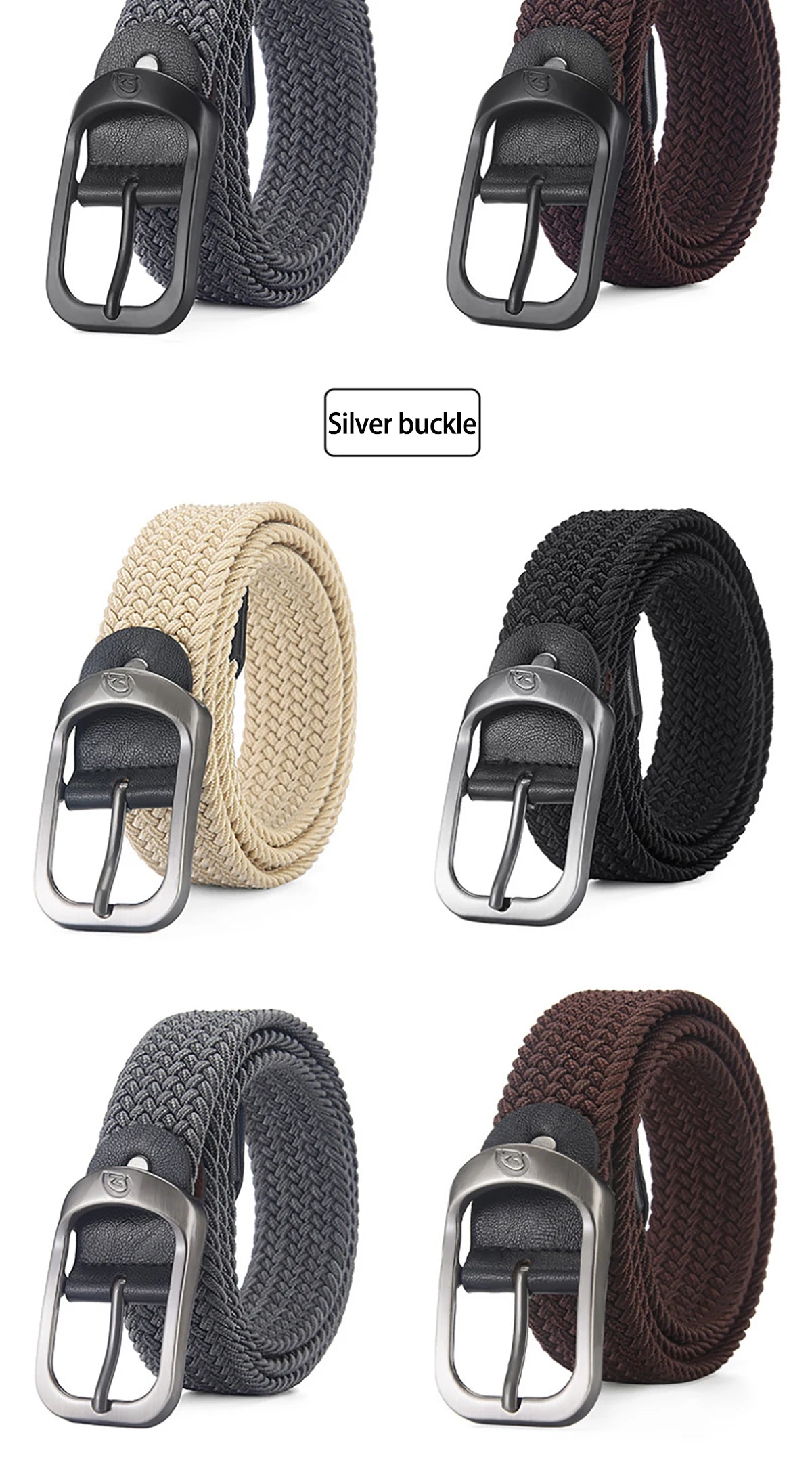 Men's Belt Casual Woven Elastic Belt Outdoor Sports Women's Belt Climbing Work Belt Jeans Suit Pants Men's And Women's Universal