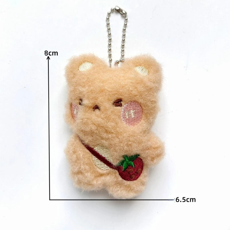 Soft Keychain Cartoon Bear Pendant Keychain Squeak Toy Cute Plush Stuffed Key Chains Bag Decorations Couple Friends Kids Gift