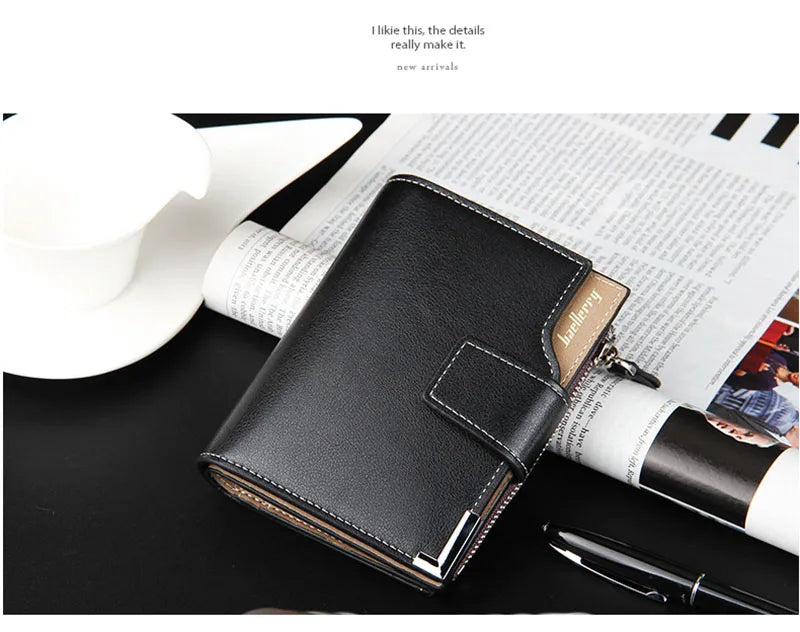 Short Luxury Men Wallets Zipper Coin Pocket Card Holder Male Wallet Clutch Photo Holder Name Engraved Brand Man Purses Wallet