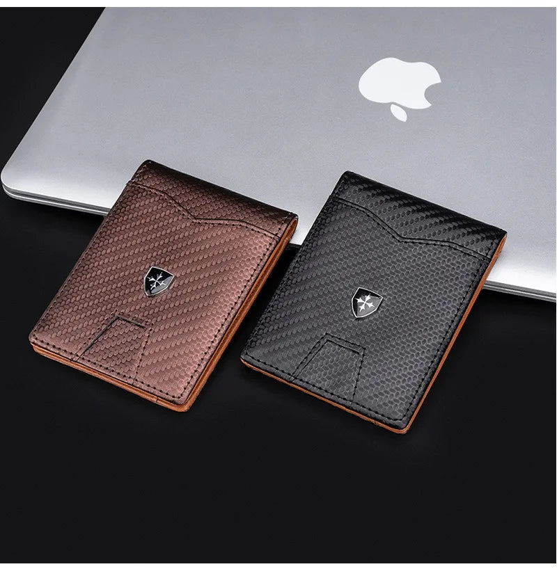 Minimalist men's wallet card bag new baellerry RFID anti-theft brush double fold cross leather card wallet  credit card holder