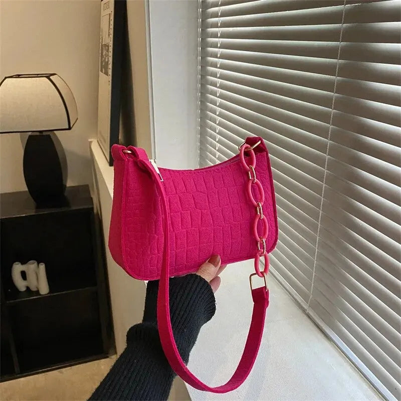 Lady Felt Armpit Design Luxury Tote Released Fashion Ladies Handbag Under Crescent Small Square Bag Lady Felt Armpit Design Luxu