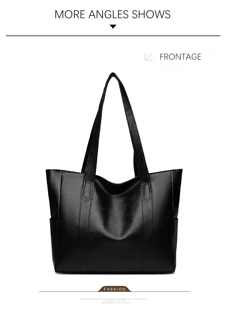 TRAVEASY 2024 Casual PU Leather Large Capacity Tote Bags for Women Fashion Solid Color Zipper Female Shoulder Bag Ladies Handbag