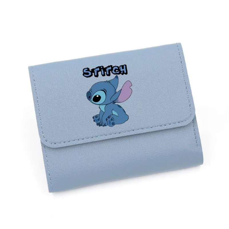 Disney Lilo &Stitch Women Short Small Wallets Student Triple Fold Card Holder Girl ID Bag Card Holder Coin Purse Ladies Wallets