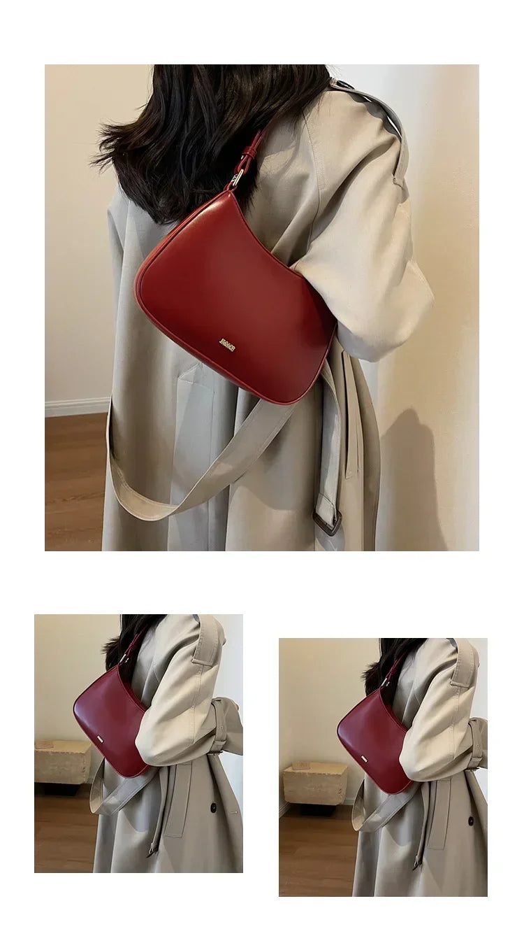 Red Underarm Shoulder Bags for Women 2024 New Texture Leather Crossbody Bag Luxury Designer Wedding Bride Handbags Sling Bag