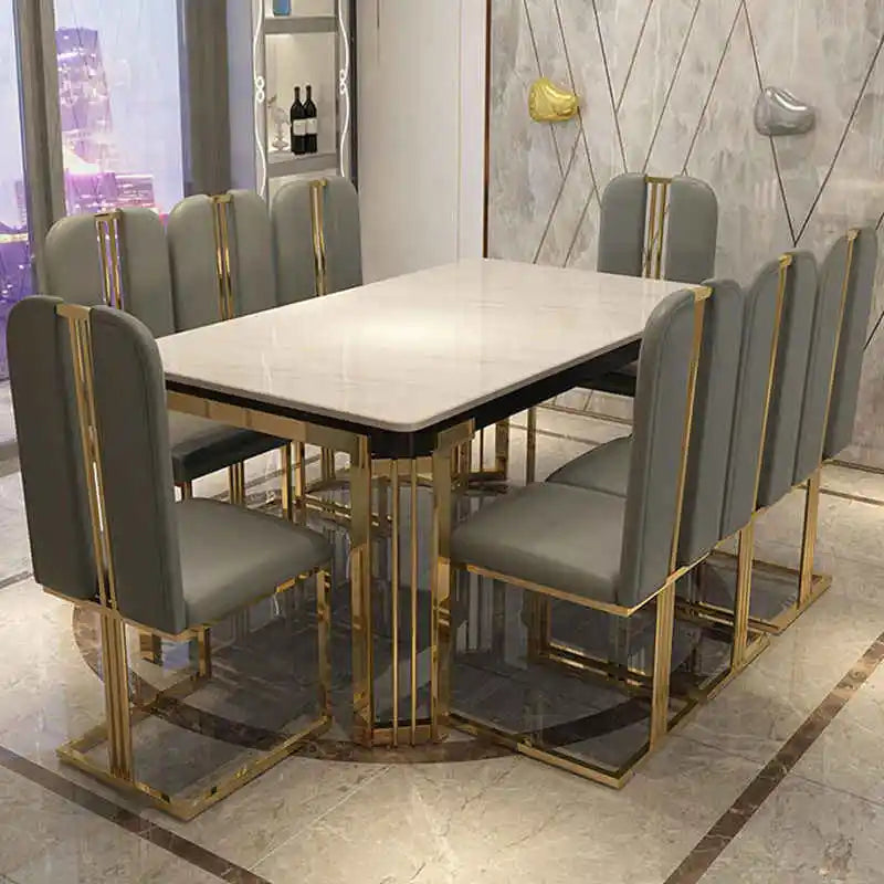 Light Luxury Dining Set 6 Chairs With Modern Table For Large Apartment Home Furniture Exotic Accessories High-End Restaurant