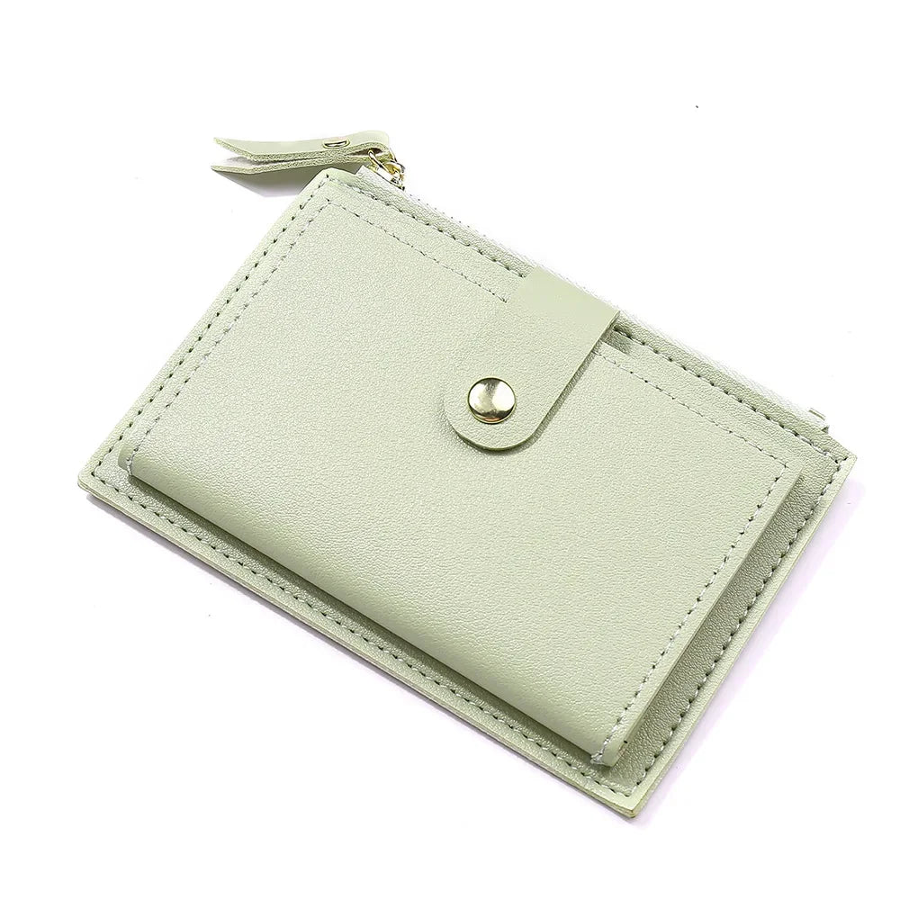 Women Fashion Small Wallet Purse Solid Color PU Leather Mini Coin Purse Wallet Credit Card Holder Bags Zipper Coin Purse