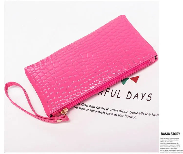 Leather Women's Long Wallet Crocodile Pattern Handbag Ultra Thin Soft Women ID Credit Card Holder Coin Purse for Female Ladies