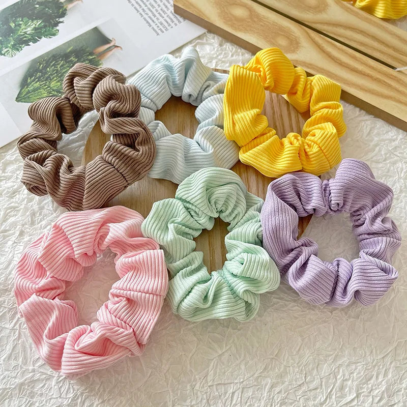 Wholesale 6pcs/pack Women Girls Microfiber Scrunchie Pack Knitted Fabric Chouchou Lot Korean Japan Fashion Scruncies Set 2022