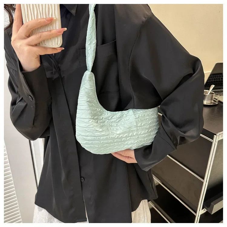 2023 Korean Version Soft Women Shoulder Bag Casual Simple Handbags Designer Artistic Style Underarm Bag Sweet Dumplings Bag