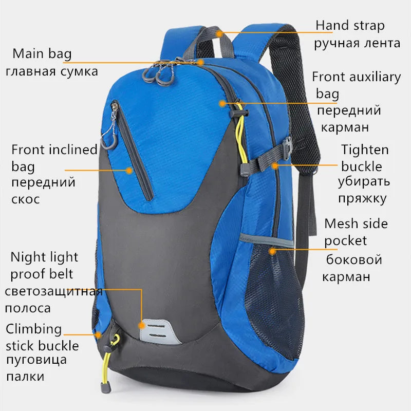 2024 New Outdoor Backpack Hiking Sports Mountaineering Riding Backpack 40L Waterproof Backpack Leisure Travel Backpack