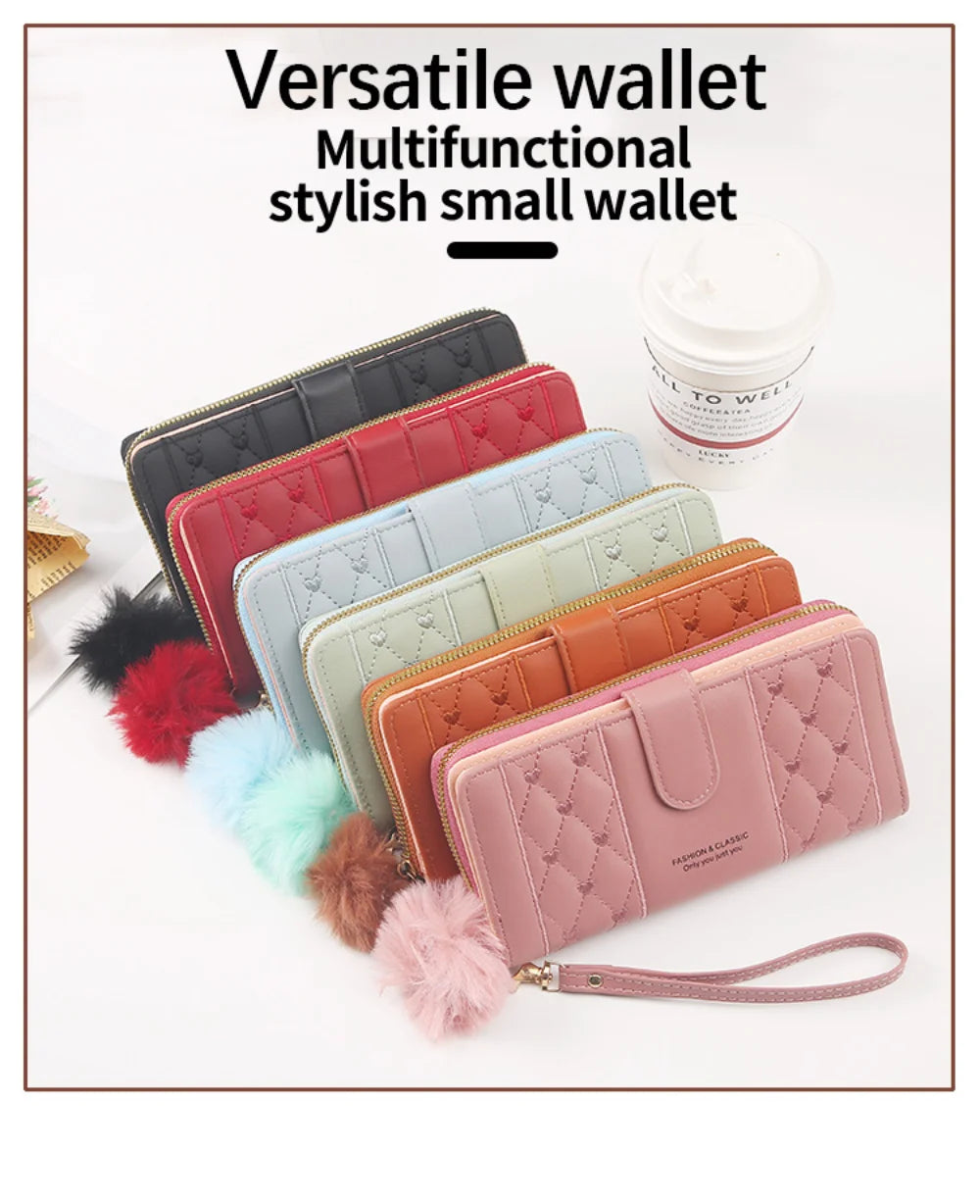 Women Long Wallet Pu Leather Card Holder Large Capacity Hasp Zipper Coin Purse Multi Card Organizer Cell Phone Wristlet Handbag