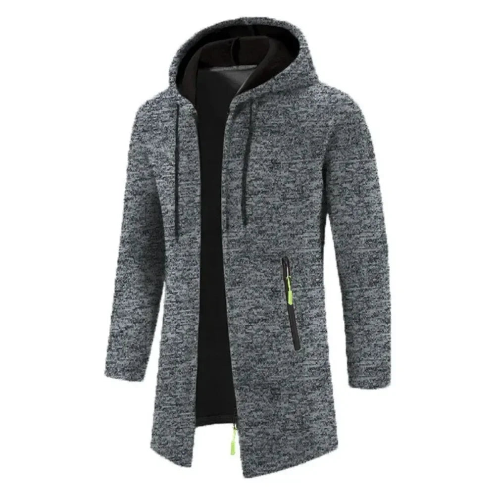 New Mens Long Sleeve Hooded Sweater for Men Zipper Sweatshirts Oversize Streetwear Warm Solid Color Autumn Jacket Hoodie Men