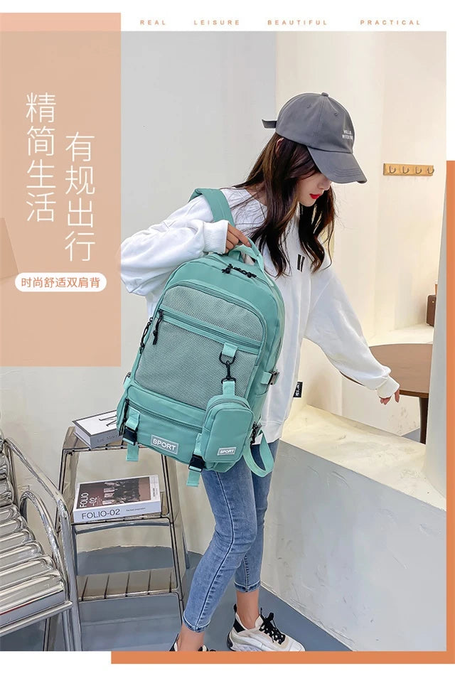 Hot Selling Solid Color Multi Kinetic Oxford Women's Backpack 2024 New Business Travel Sports High-capacity Men's Backpack