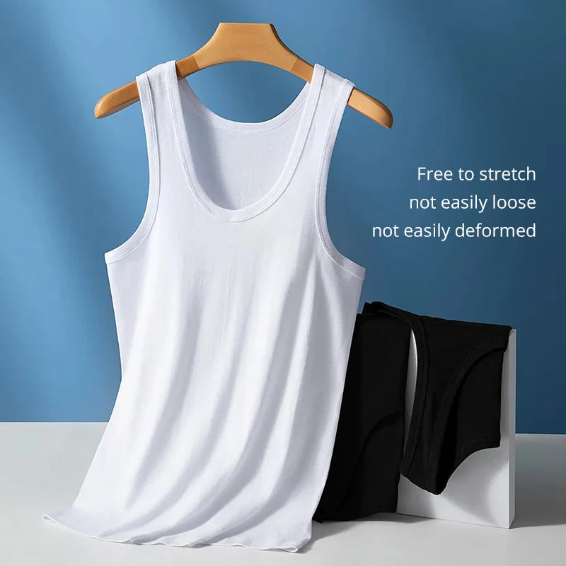 Men's pure cotton vest, fitness and sports training camisole, summer white fitted sleeveless t-shirt with a base sweatshirt