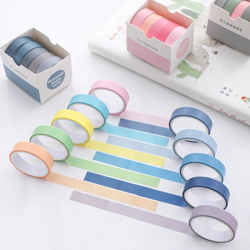 Card Lover 5 Rolls Basic Series Journal Colourful Washi Tape Scrapbooking Morandi Color Masking Tape Journaling Material