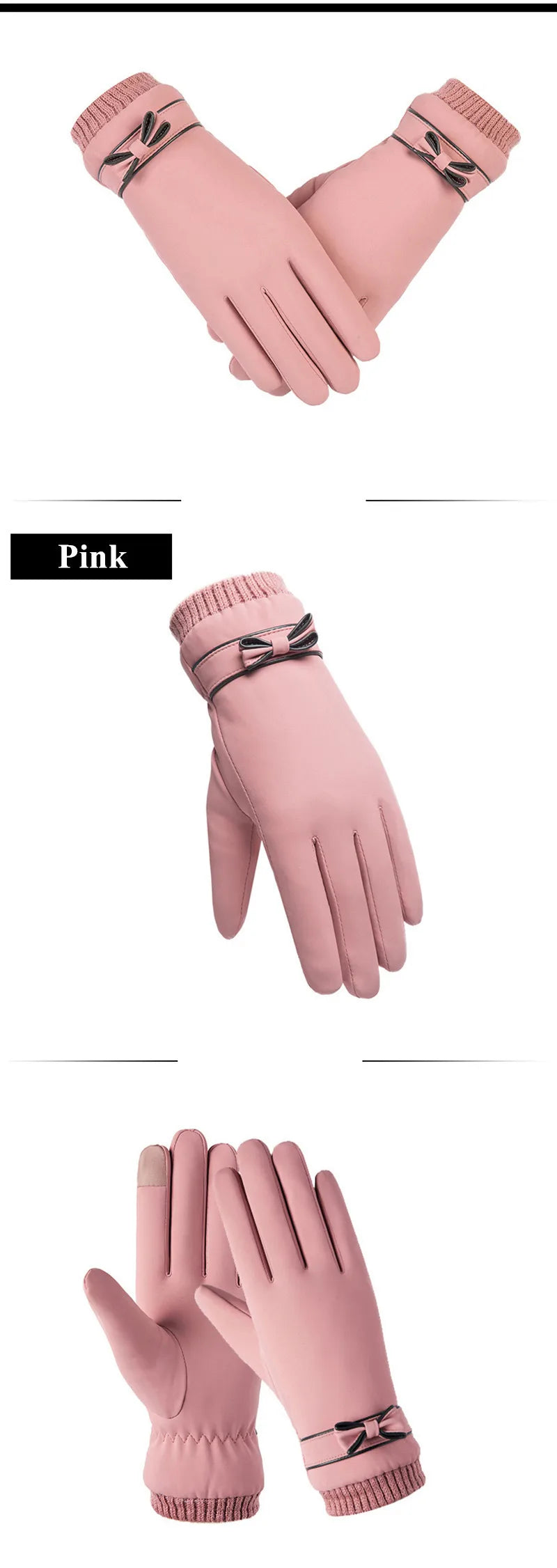 Winter Women Gloves Hand Warmer Thermal Fleece Lined Guantes Full Finger Ladies Mitten Touchscreen Waterproof Bike Cycling Glove