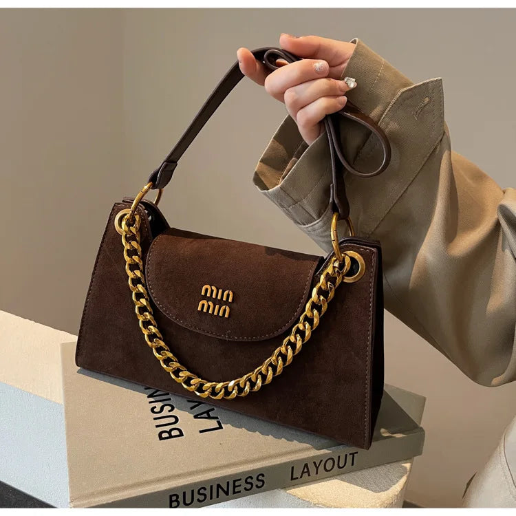 Metal Letter Designer Brand Handbags Top Handle Luxury Shoulder Bags Solid Color Elegant Crossbody Bags Fashion Bags For Women