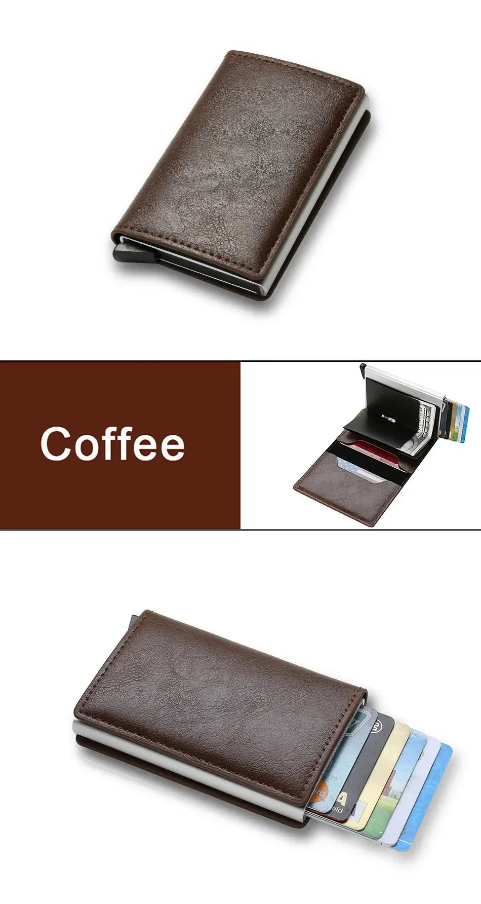 Fashion Business Carbon Fiber Credit Card Holder Wallet Men Rfid Metal Thin Pop Up Minimalist Wallet Small Purse Metal Wallet