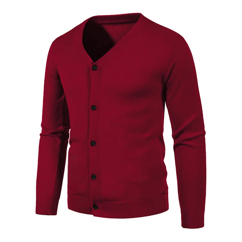 2024 M-5XL Automne Hommes Tricoté Cardigan Mince Col En V Basique Élastique Slim Fit Mince Pull Couleur Unie Décontracté Polyvalent Manteau