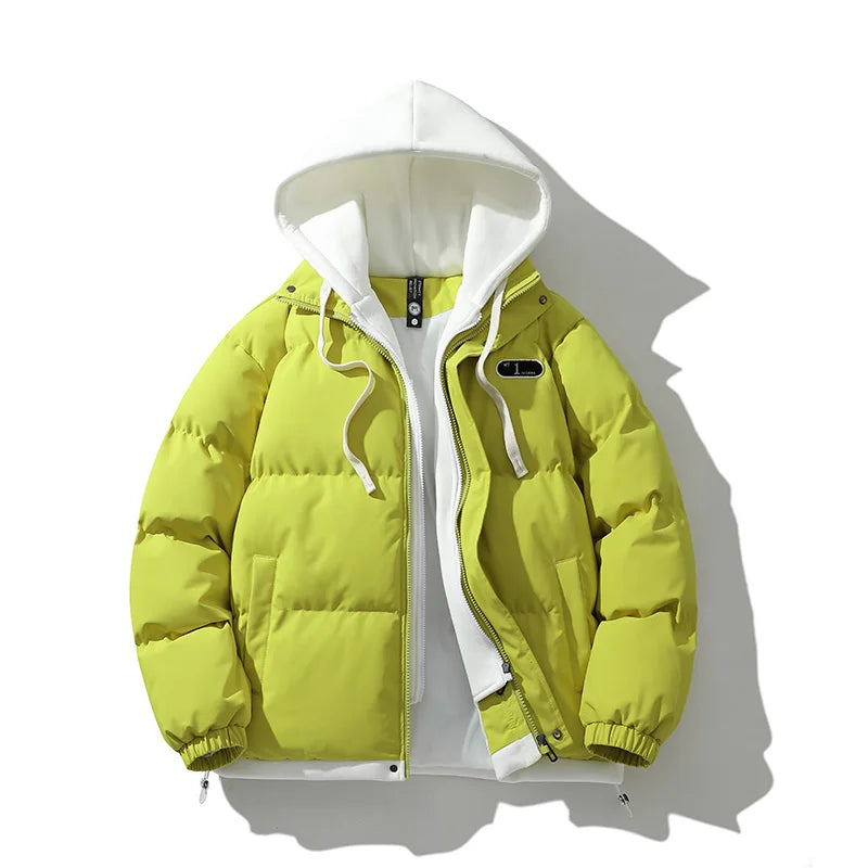 Veste chaude d'automne et d'hiver 2024, mode décontractée 2 en 1, manteau coupe-vent à capuche en coton pour vélo, coupe-vent d'extérieur pour couple simple