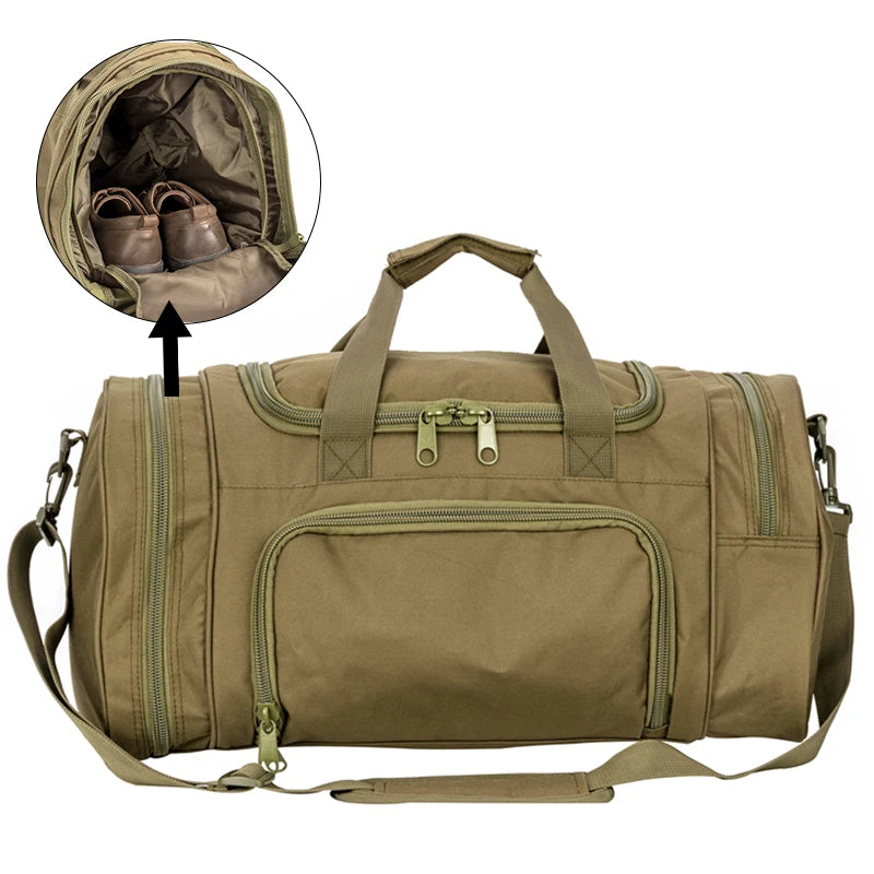 Sport Gym Fitness Bag for Men Military Tactical Duffle Bag  Travel Work Out Bags Training Workout Bag With Shoe Compartment