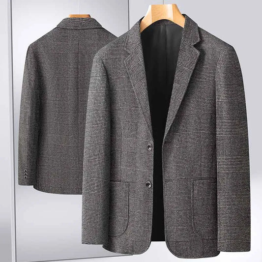 New Men's Blazer Fashion Middle-aged Business Casual Professional Wear Casual Loose British Style Sub-trend Four Seasons Suit