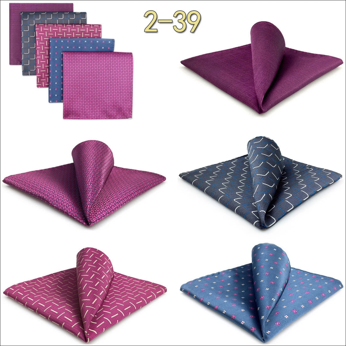 5 Pieces Mens Pocket Squares Wedding Handkerchiefs Set Fashion Formal Bundle Luxury Unique