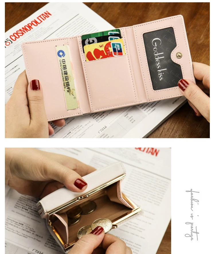 Korean Style Cartoon Women Wallet Small Cute Corgi Doge Wallets Ladies Short Leather Purses Female Purse Clutch