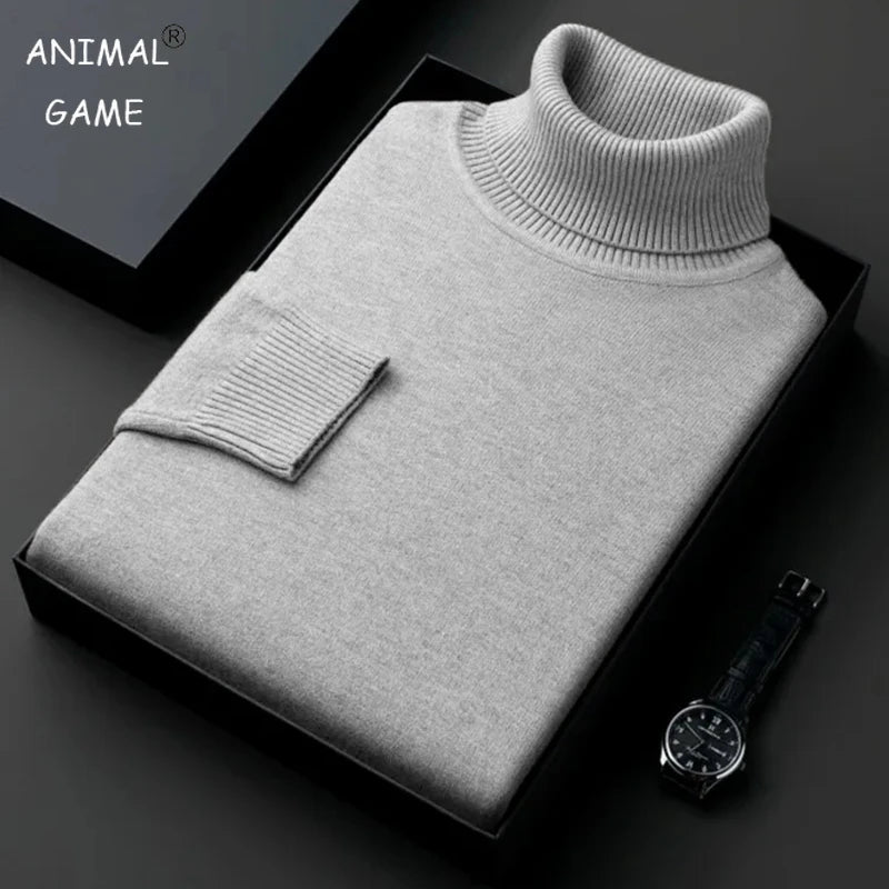 Sweatwear Hommes Anti-boulochage Haute Qualité Tricoté Pull Col Roulé Slim Fit Pull À Manches Longues Couleur Unie Tendance Hommes Vêtements