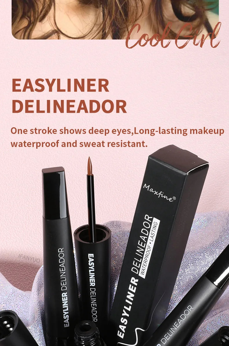 Matte Black Waterproof Liquid Eyeliner Pencil Sweatproof Quick Dry Easy To Wear High Pigment Brown Eye Liner Pen Eye Makeup Tool