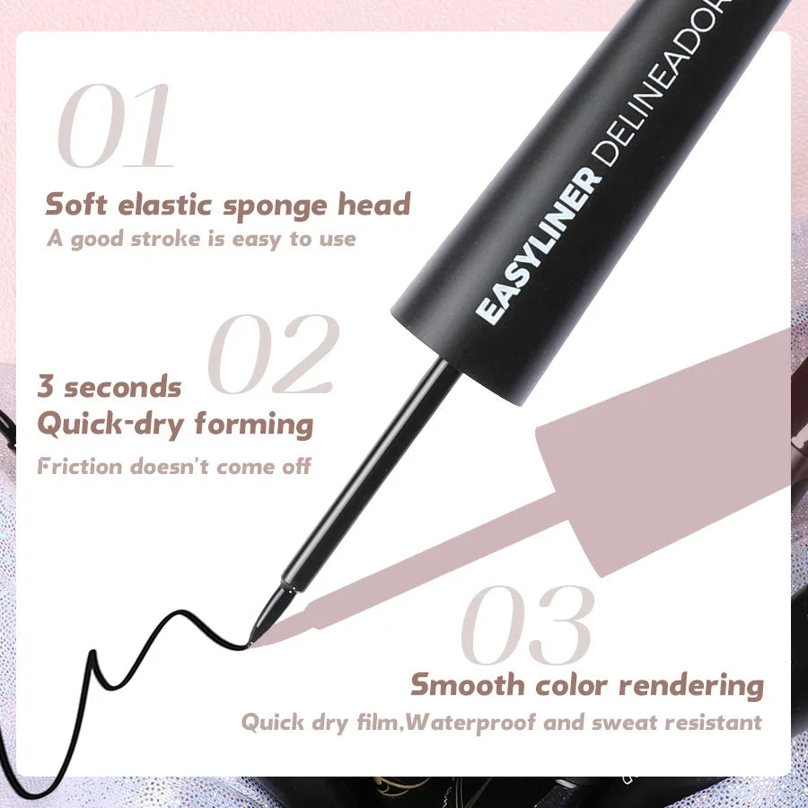 Matte Black Waterproof Liquid Eyeliner Pencil Sweatproof Quick Dry Easy To Wear High Pigment Brown Eye Liner Pen Eye Makeup Tool