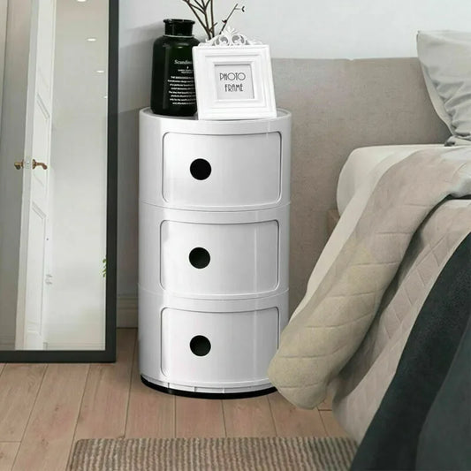 Modern Fashion Round Storage Cabinets Drawer 3 Layer Bedside Corner Sofa Small Size Living Room Side table