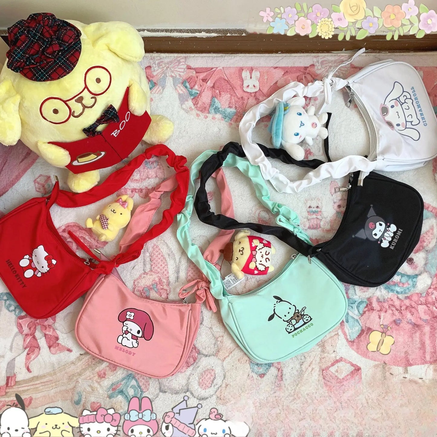 Sanrio Hellokitty Kuromi Cinnamorol Mymelody Pochacco Armpit Bag Kawaii Shoulder Bag Casual Allmatch Tote Women Commuter Handbag