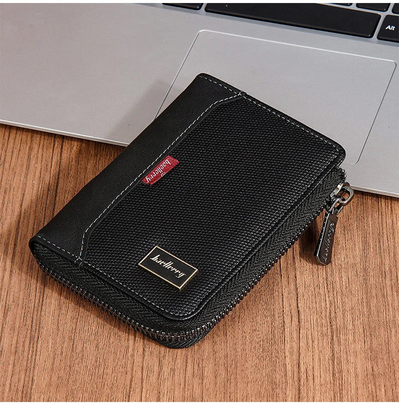 Baellerry RFID Simple Short Men Zipper Wallets Luxury Brand Card Holder Male Wallet Photo Holder Coin Pocket Man Purses