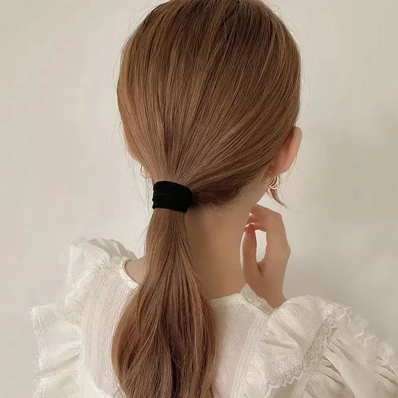 Bandes de cheveux très élastiques pour femmes et filles, bandeau noir en caoutchouc, support de queue de cheval, chouchous, bandeau pour enfants, accessoires pour cheveux