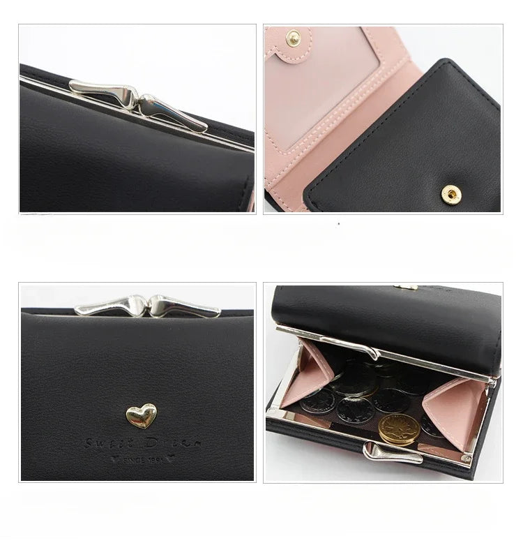 New Fashion Purse Female Short Version of Students Fresh Folding Mini Metal Wallet Cute Purse Lady Coin Purse for Female Lovely