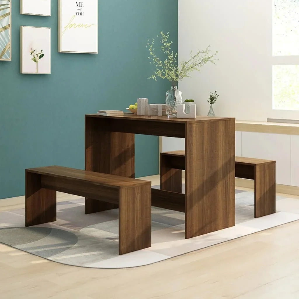 3 pcs brown oak chipset, kitchen living room hotel Restaurant dining room Table Set Set furniture