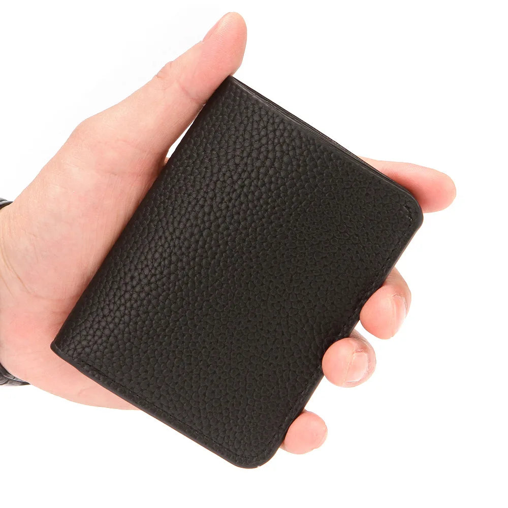 2022 New Ultra-thin Soft Wallet Pu Leather Lychee Grain Mini Credit Card Wallet Men's Card Case Men's Short Bill Card Case