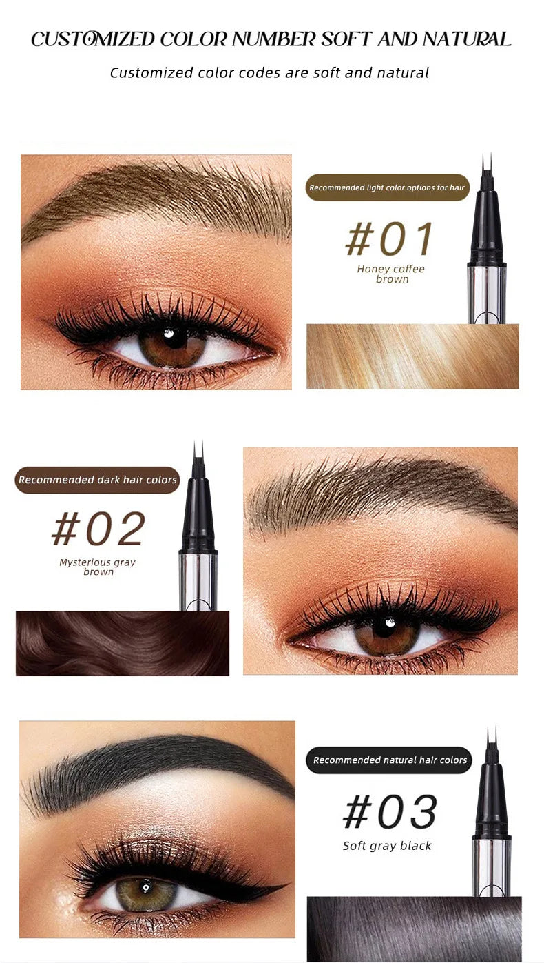 Crayon à sourcils microblading étanche avec applicateur à 2 pointes micro-fourchettes Les crayons à sourcils liquides créent des sourcils d'apparence naturelle