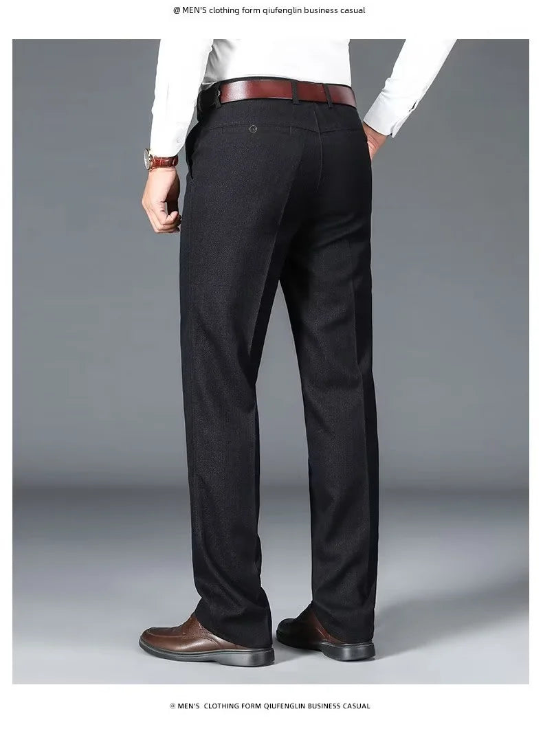 Men's Business Casual Trousers Draped Straight-leg Spring Summer Elasticity Midlife Father Trousers Smart Style Office Wear