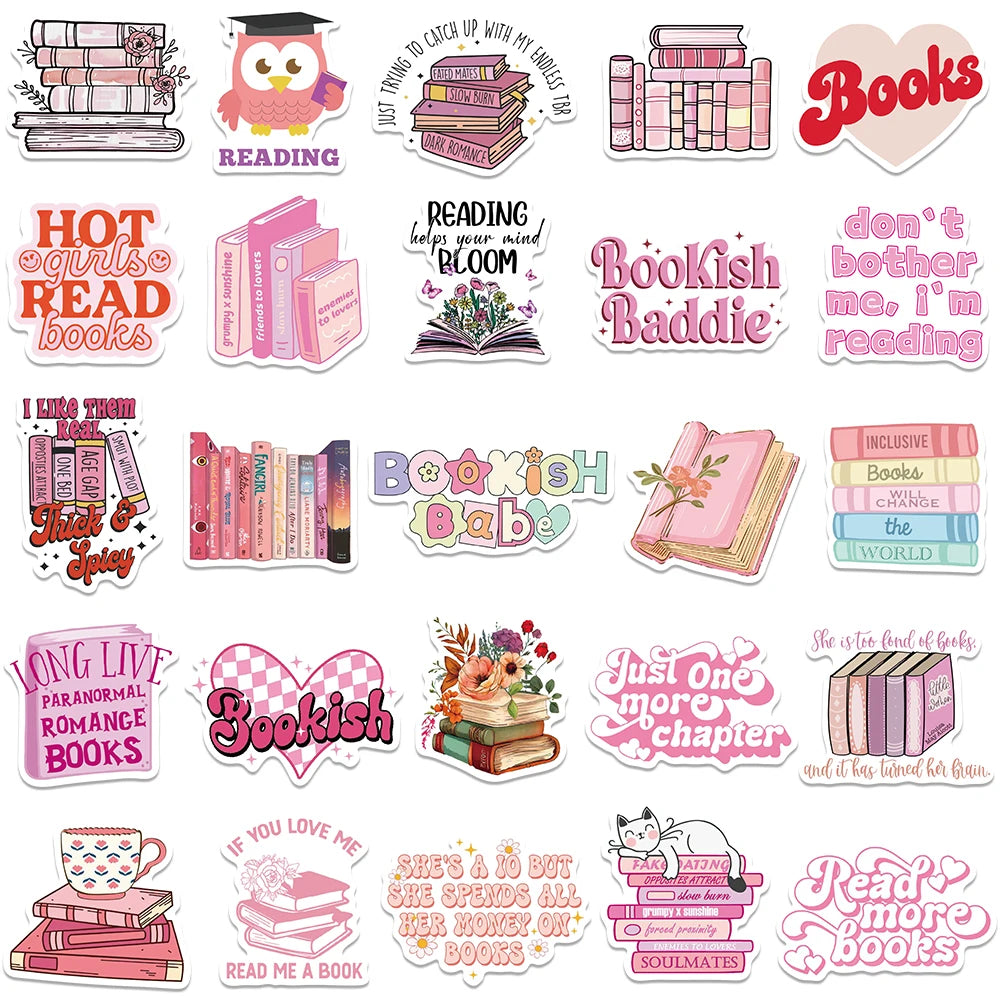 52/102PCS Pink Smutty Romance Bookish Spice Reader Dragon Girl Cartoon Sticker Aesthetic Kindle Ipad Phone Laptop Diary Sticker